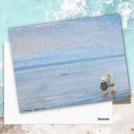 Zwei Kinder paddeln am Skagen Beach, PS Kroyer Postkarte