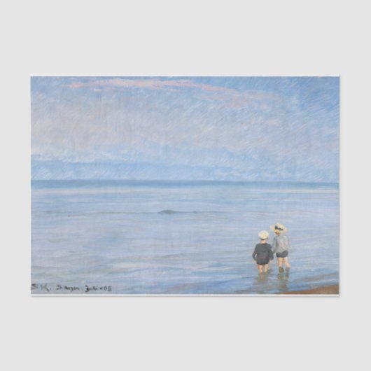 Zwei Kinder paddeln am Skagen Beach, PS Kroyer Seidenpapier (Vorderseite)