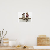 Zwei Kinder sitzen auf einer Mauer Poster (Küche)