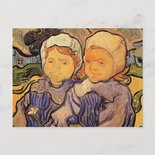 Zwei Kinder, Van Gogh, Vintager Impressionismus Ar Postkarte (Vorderseite)