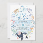 Zwei Kindergeburtstag im Meer - Einladung (Vorderseite)