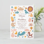 Zwei Kindergeburtstag Party. Kinderspielzeug (Stehend Vorderseite)