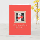 Zwei Kirschen auf der Red Valentine Card Karte (Gelbe Blume)