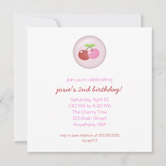 Zwei Kirschen Einladung (Vorderseite)