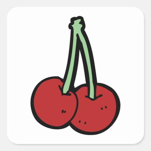 Zwei Kirschen Quadratischer Aufkleber (Vorderseite)