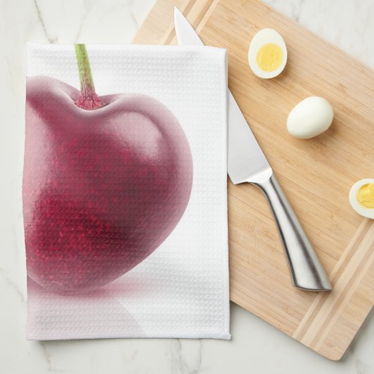 Zwei Kirschherzen Geschirrtuch (Viertel Falte)