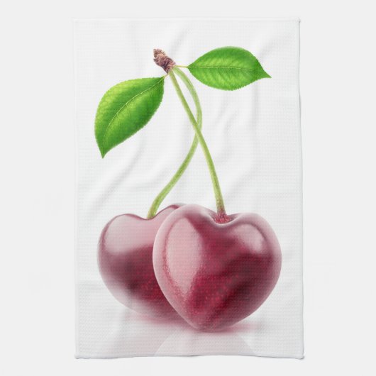 Zwei Kirschherzen Geschirrtuch (Vertikal)