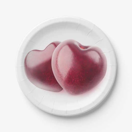 Zwei Kirschherzen Pappteller (Vorderseite)