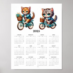 Zwei Kitty Cats Reiträder 2025 Mauerkalender Poster