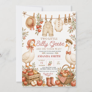Zwei kleine alberne Gänse Zwillingsäpfel Babyparty Einladung