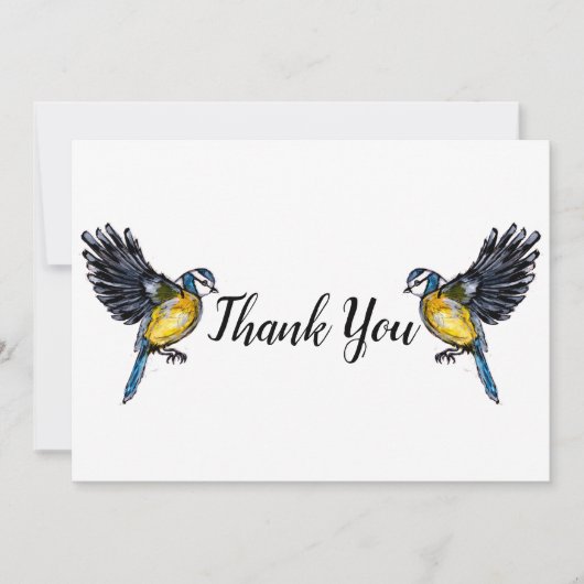 Zwei kleine blaue Vögel Dankeskarte (Vorderseite)