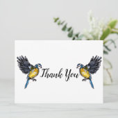 Zwei kleine blaue Vögel Dankeskarte (Stehend Vorderseite)