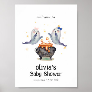 Zwei kleine Boos Ghost Twins Baby Dusche Willkomme Poster