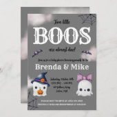 Zwei kleine BOOS sind fast fällig! Ghost Baby Show Einladung (Vorne/Hinten)