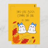 Zwei kleine Boos Twin Pregnancy Ankündigung Postkarte (Vorne/Hinten)