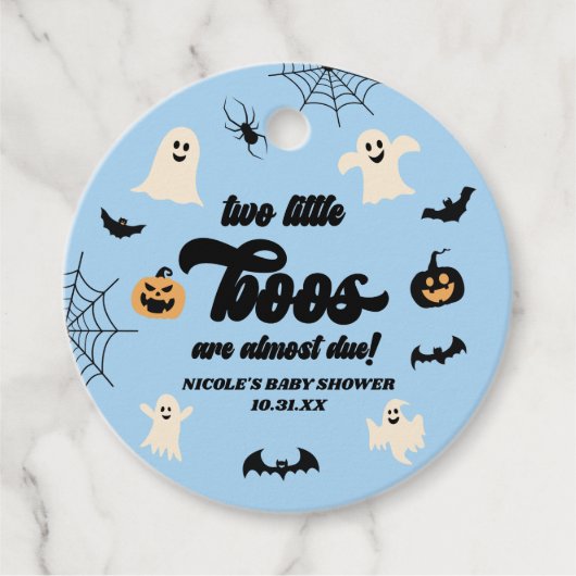 Zwei kleine Boos Twins Halloween Babydusche Geschenkanhänger (Vorderseite)