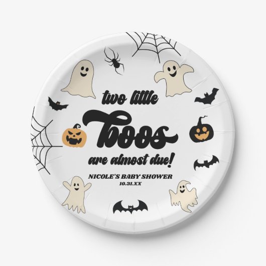 Zwei kleine Boos Twins Halloween Babydusche Pappteller (Vorderseite)
