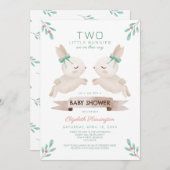 Zwei kleine Bunnies Bunny Twin Baby Dusche Einladung (Vorne/Hinten)