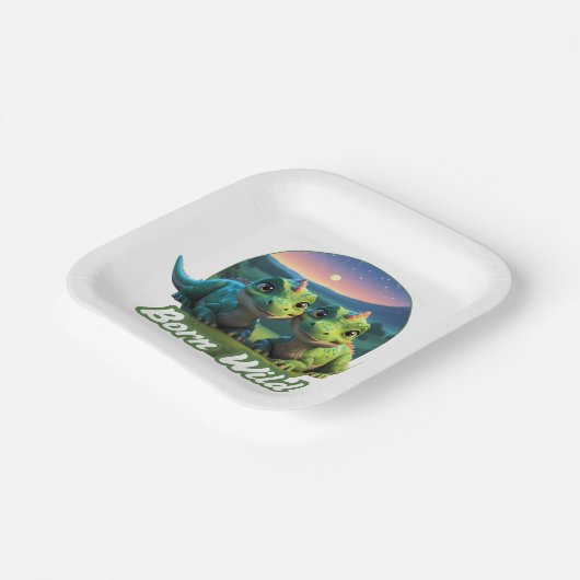 Zwei kleine Dinos - Born Wild Pappteller (Gewinkelt)