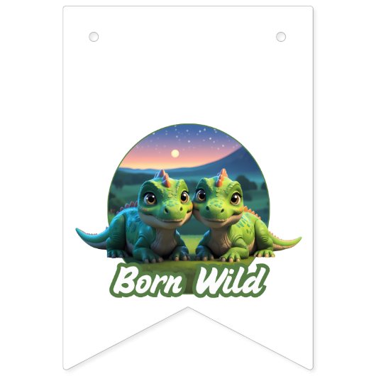 Zwei kleine Dinos - Born Wild Wimpelkette (Zweite Fahne)