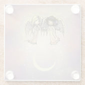 Zwei kleine Engel über eine winzige Nachtkunst Glasuntersetzer (Rückseite)