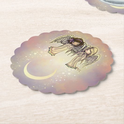 Zwei kleine Engel über eine winzige Nachtkunst Untersetzer (angewinkelt)