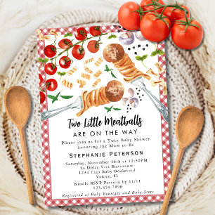 Zwei kleine Fleischbällchen sind unterwegs mit ein Einladung