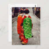 Zwei kleine Geisha Art Postkarte (Vorne/Hinten)