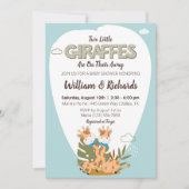 zwei kleine Giraffen Wasserfarbgiraffe Babydusche Einladung (Vorderseite)