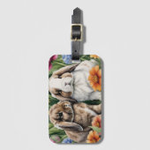 Zwei kleine Hasen Gepäckanhänger (Vorderseite Vertikal)