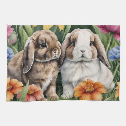 Zwei kleine Hasen Geschirrtuch (Horizontal)