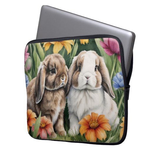 Zwei kleine Hasen Laptopschutzhülle (Vorderseite Links)