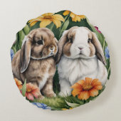 Zwei kleine Hasen Rundes Kissen (Rückseite)