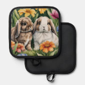 Zwei kleine Hasen Topflappen (Vorderseite/Rückseite)