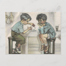 Zwei kleine Jungs spielen mit Würfeln Postkarte