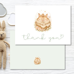 Zwei kleine Kaninchen Zwillings-Baby-Party Dankesc Dankeskarte