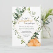 Zwei kleine Kürbis fallen Zwillinge Babydusche Einladung (Stehend Vorderseite)