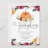 Zwei kleine Kürbis sind auf dem Weg Babydusche Einladung (Vorderseite)