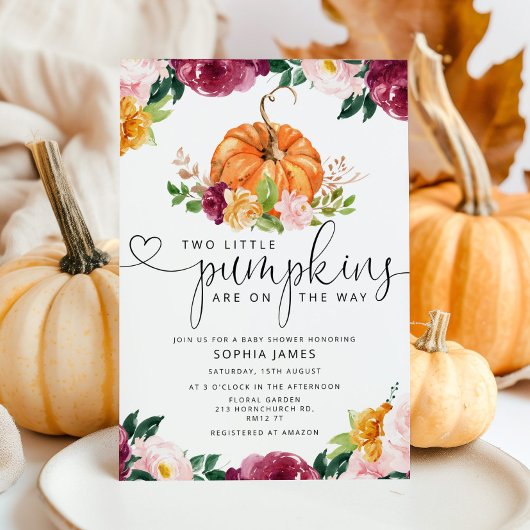 Zwei kleine Kürbis sind auf dem Weg Babydusche Einladung