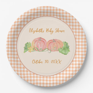 Zwei kleine Kürbis-Zwillinge Herbst-Baby-Party Pappteller