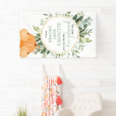 Zwei kleine Kürbis-Zwillinge mit Babydusche Banner (Insitu)