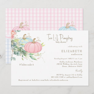 Zwei kleine Kürbisse Rosa & Blau Baby Shower Einladung