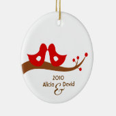 Zwei kleine Lovebirds-Weihnachtsbaum-Verzierung Keramik Ornament (Rechts)