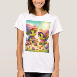 zwei kleine Mädchen mit sonniger und sonniger Lage T-Shirt