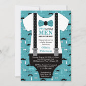Zwei kleine Männer Babydusche Einladung, Aquamarin Einladung (Vorderseite)