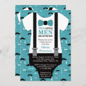 Zwei kleine Männer Babydusche Einladung, Aquamarin Einladung (Vorne/Hinten)