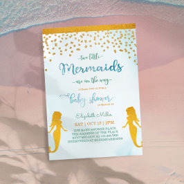 Zwei kleine Mermaids Thema Twin Girls Baby Shower Einladung