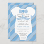 Zwei kleine Meter Babydusche Einladung, Krawatte B Einladung (Vorne/Hinten)