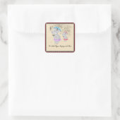 Zwei kleine Nilpferde singen im Regenaufkleber Quadratischer Aufkleber (Tasche)