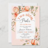 Zwei kleine Pfirsiche sind auf dem Weg, Zwillinge Einladung (Vorderseite)